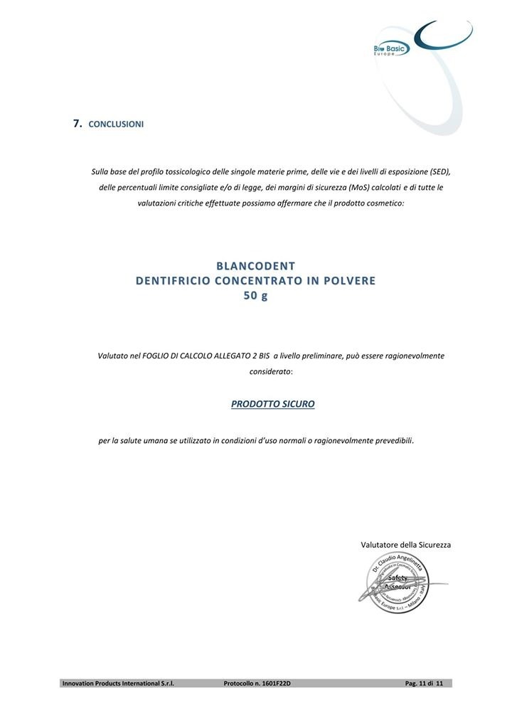 Certificato Bio Basic Europe Blancodent
