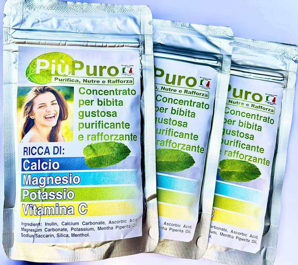3 Buste PiùPuro concentrato per bibita che Purifica, nutre e rafforza tutto il tuo Organismo.