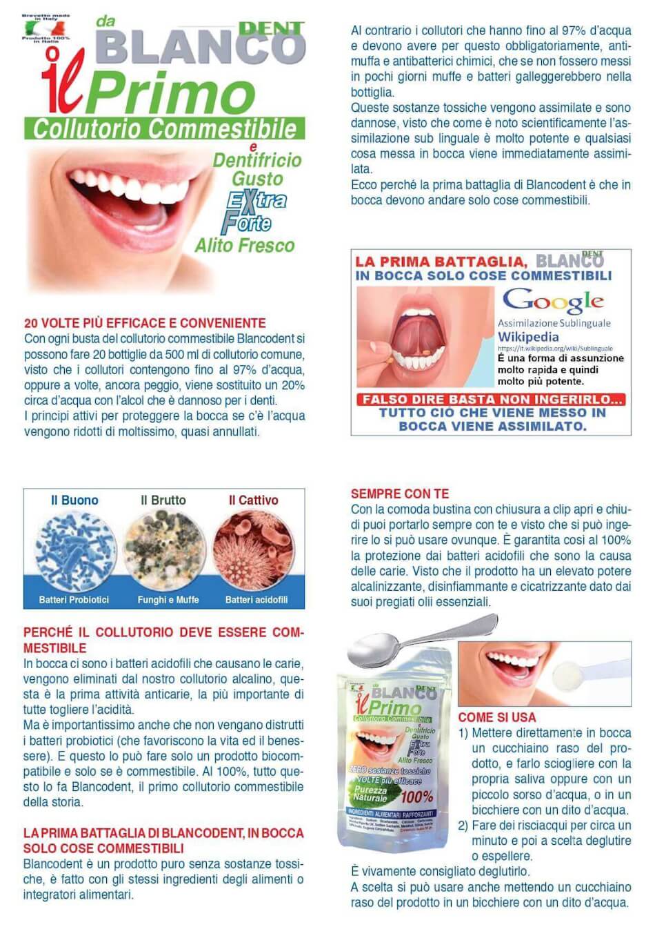 N°3 buste per il Primo Collutorio commestibile e dentifricio extra forte!